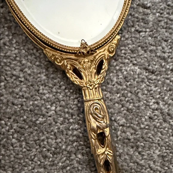 Vintage Brass Handheld Mirror - Picture 3 of 4